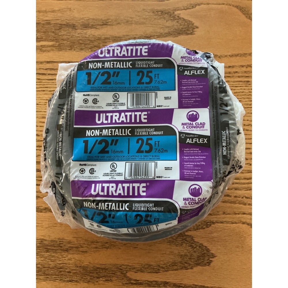 Southwire Ultratite 1/2 in x 25ft Non-Metallic Liquidtight Flexible Conduit Gray